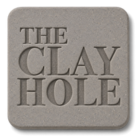 Sio-2 Berlin Gray clay tile, unglazed, stamped with The Clay Hole logo