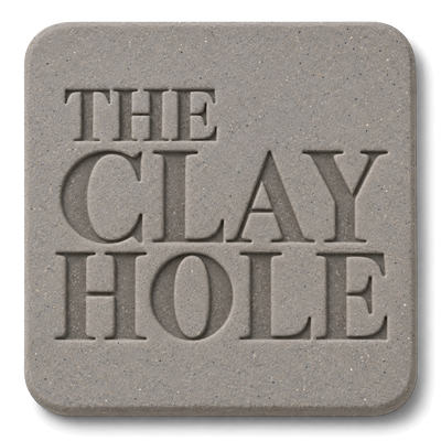 Sio-2 Berlin Gray clay tile, unglazed, stamped with The Clay Hole logo