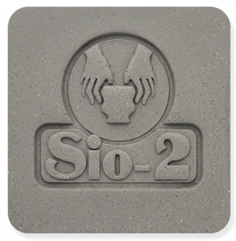 Fired sample tile showing the gray color of Berlin Gray stoneware clay