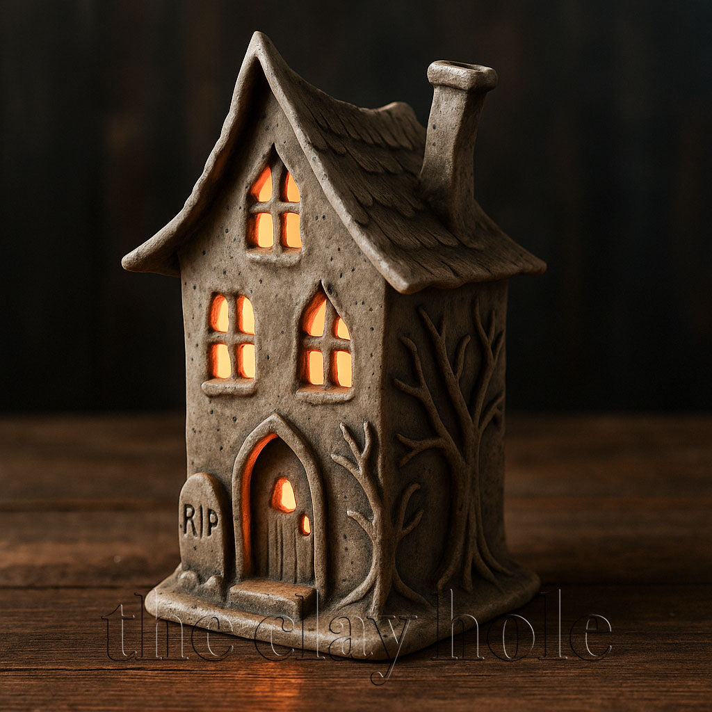 A haunted house made in a pottery and ceramic class