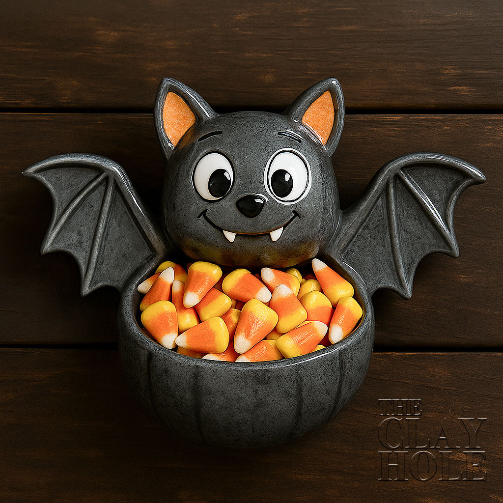 A hanging bat planter made in a pottery and ceramic class