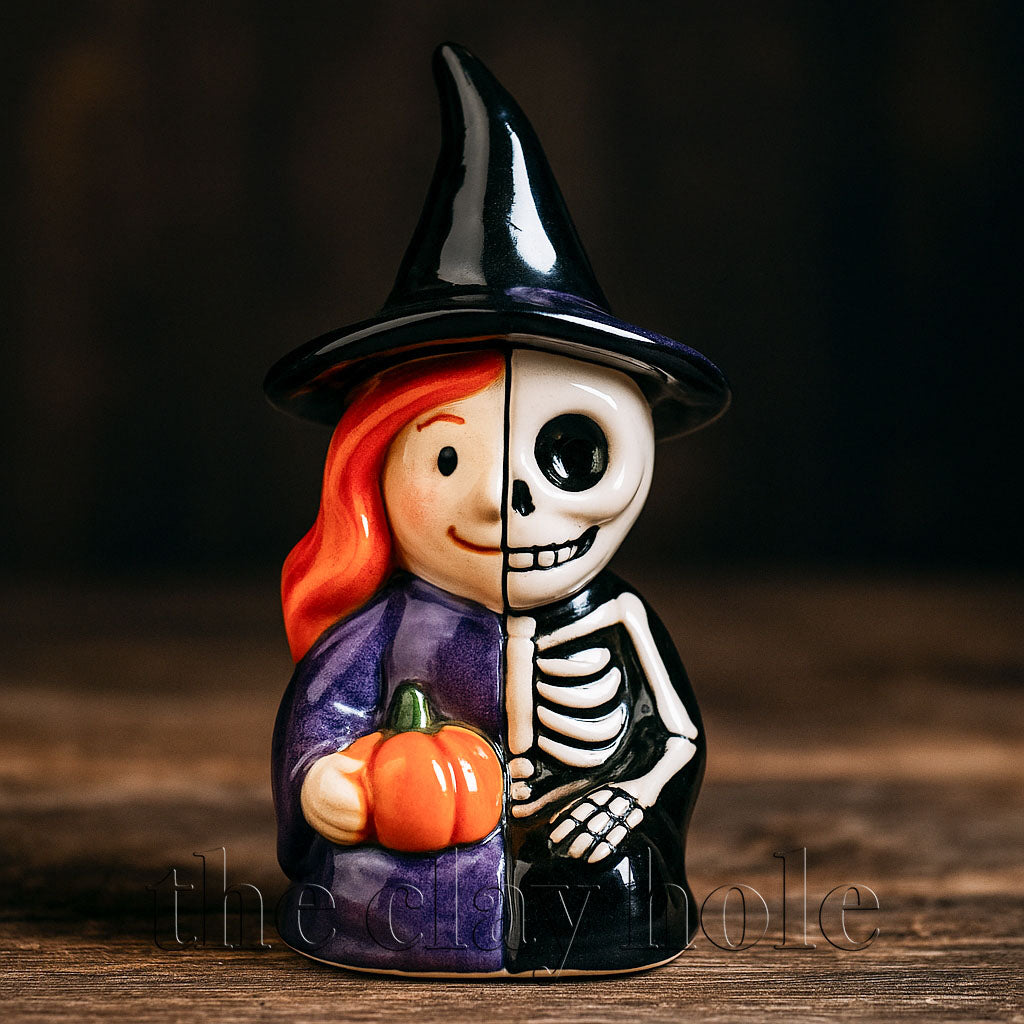 A Halloween figurine project made in a pottery and ceramic class