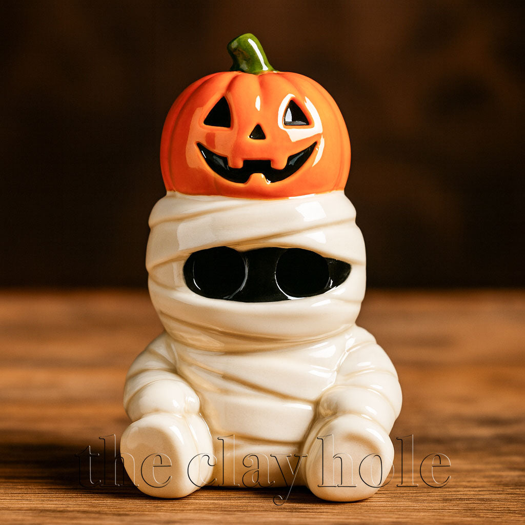 A Halloween figurine project made in a pottery and ceramic class