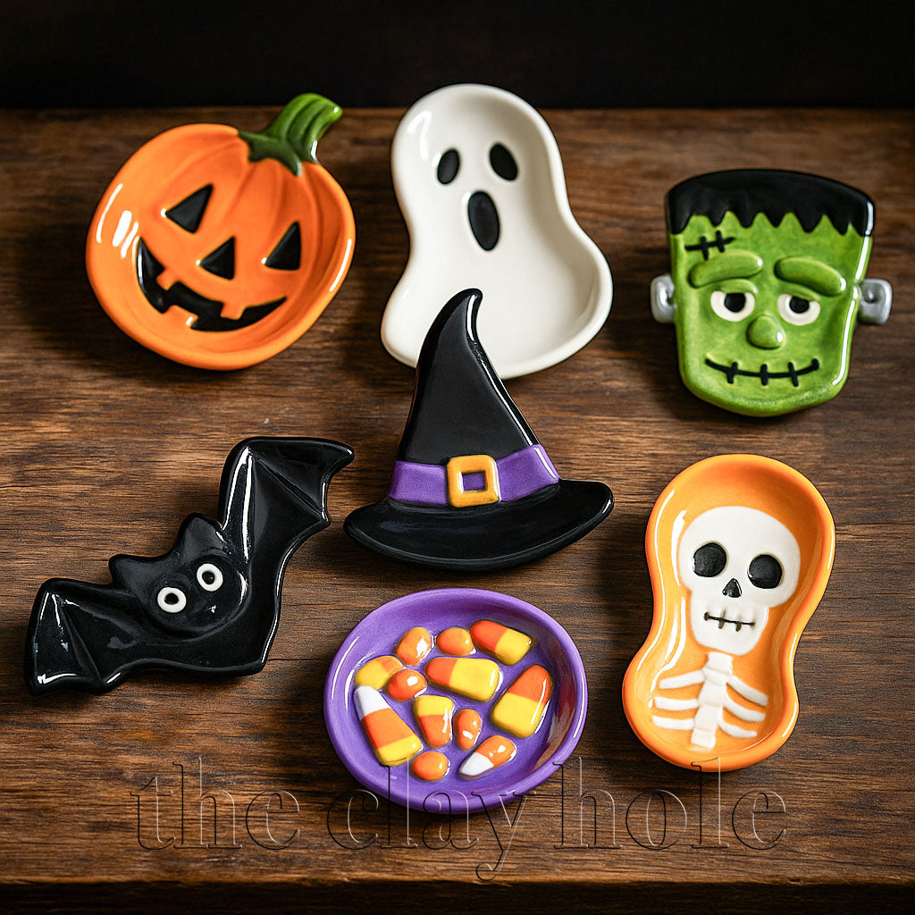 A Halloween figurine project made in a pottery and ceramic class