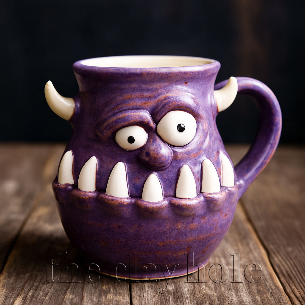 A monster mug made in a pottery and ceramic class