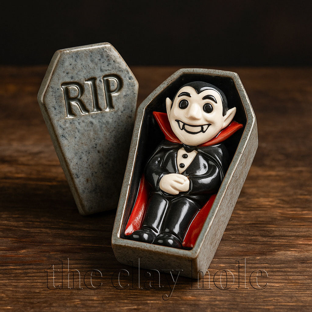 A Halloween figurine project made in a pottery and ceramic class