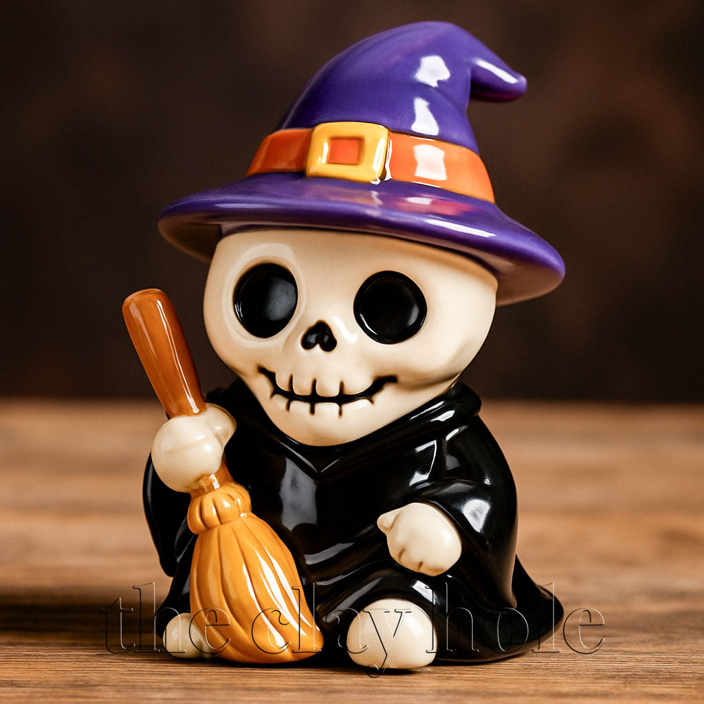 A Halloween figurine project made in a pottery and ceramic class
