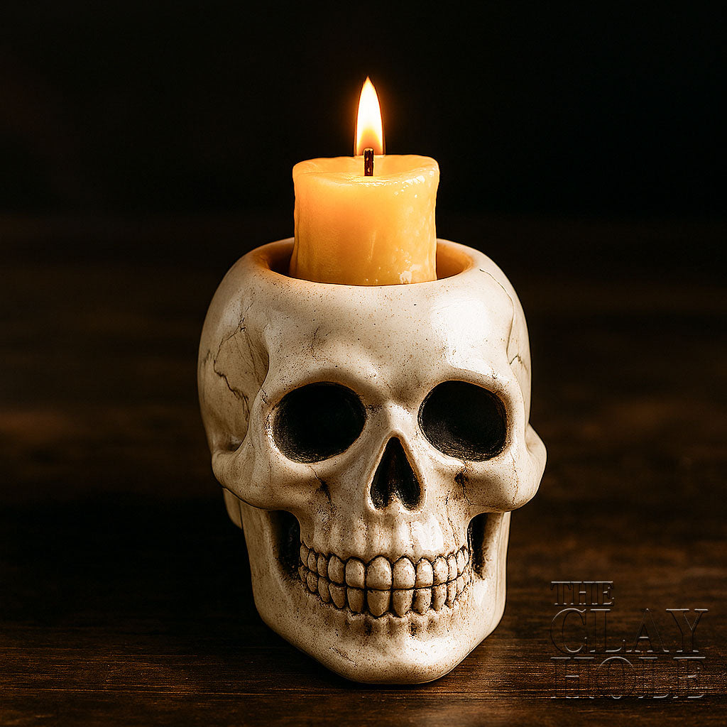 A Halloween Candle Holder made in a pottery and ceramic class