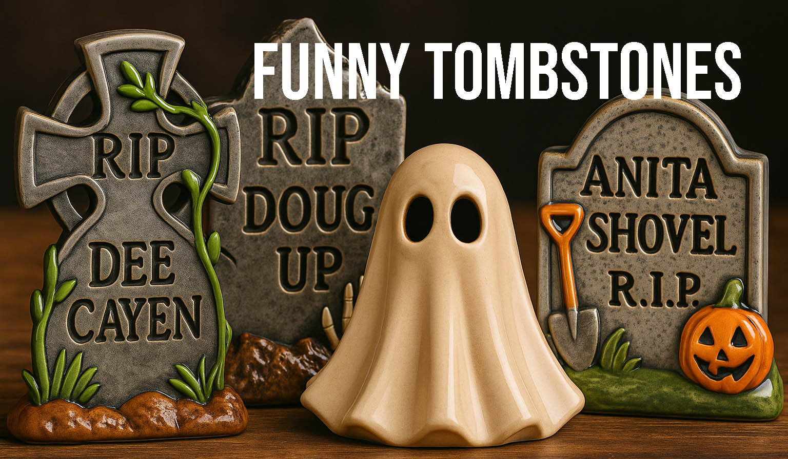 Funny Halloween Tombstones in pottery are so fun to make and the possibilities are endless