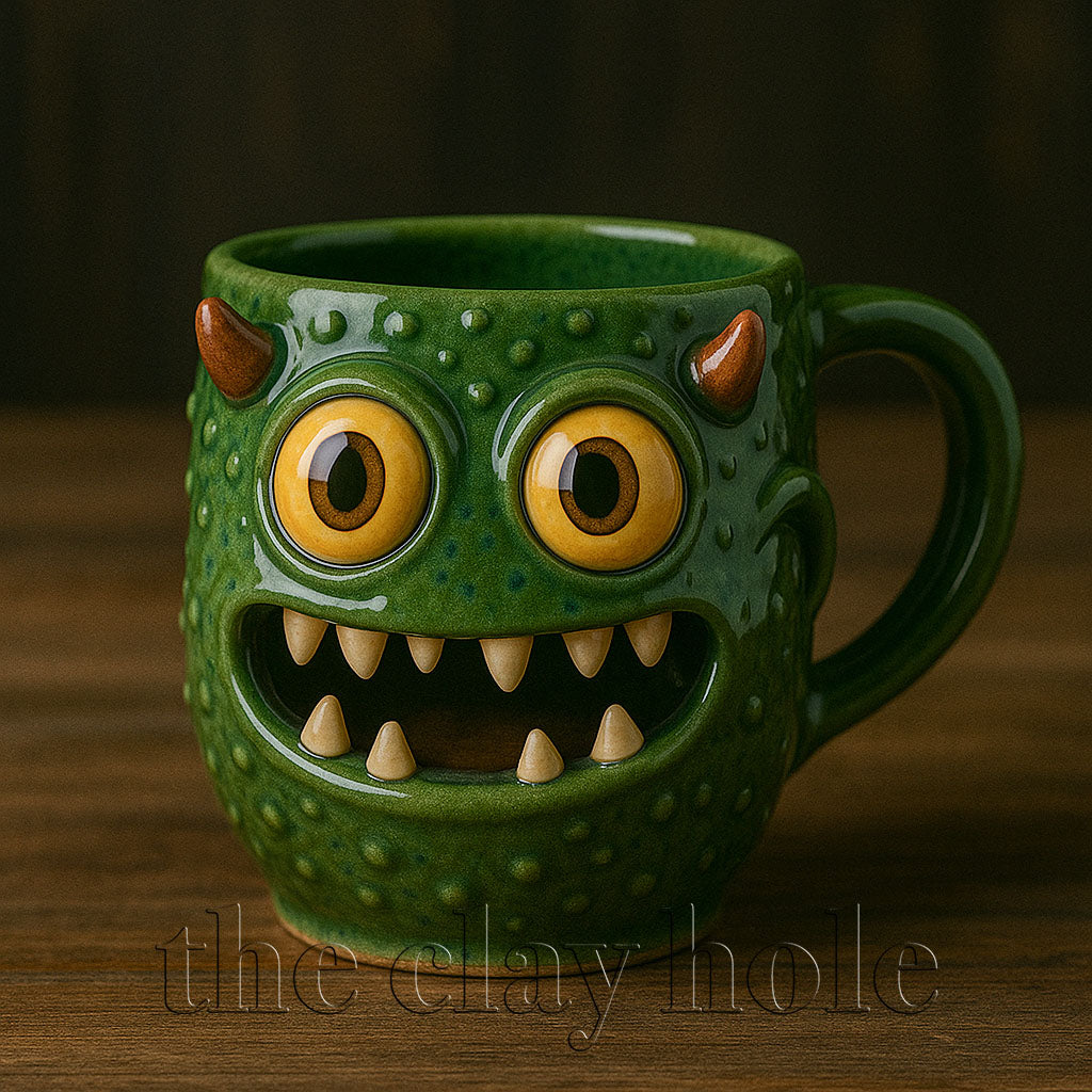 A monster mug made in a pottery and ceramic class
