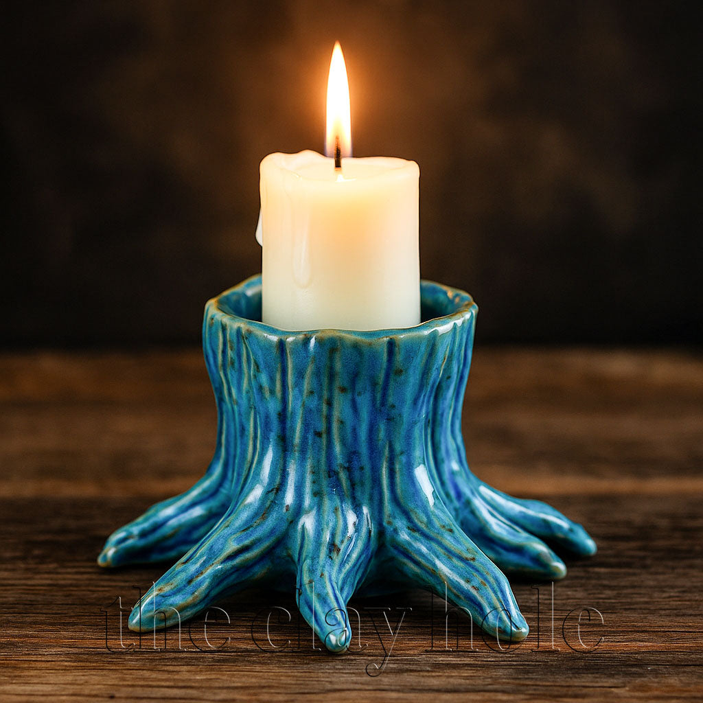 A dead tree stump made in a pottery and ceramic class