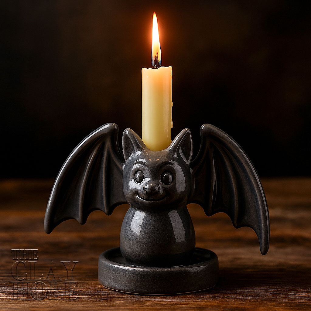 A Halloween Candle Holder made in a pottery and ceramic class