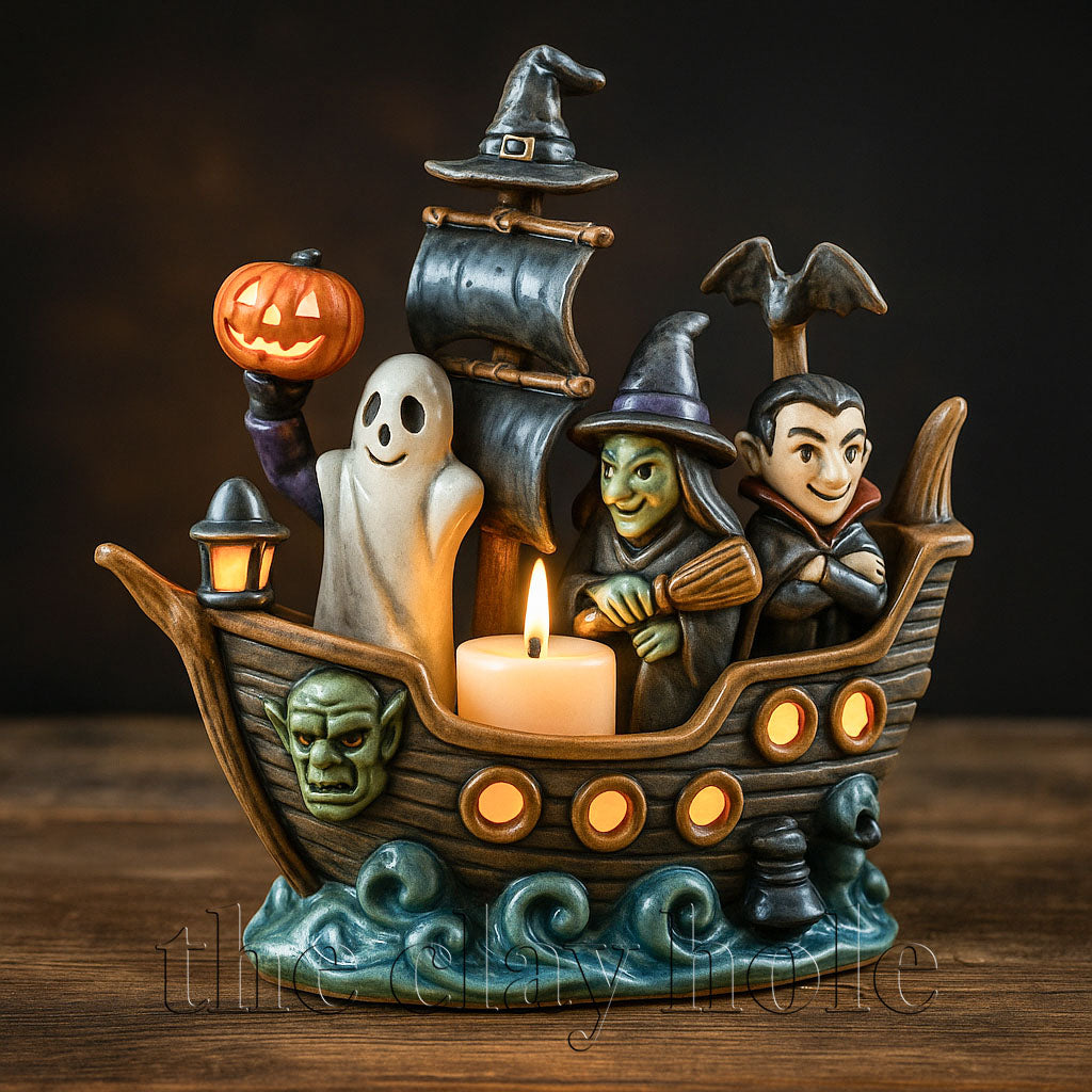 A haunted ship made in a pottery and ceramic class