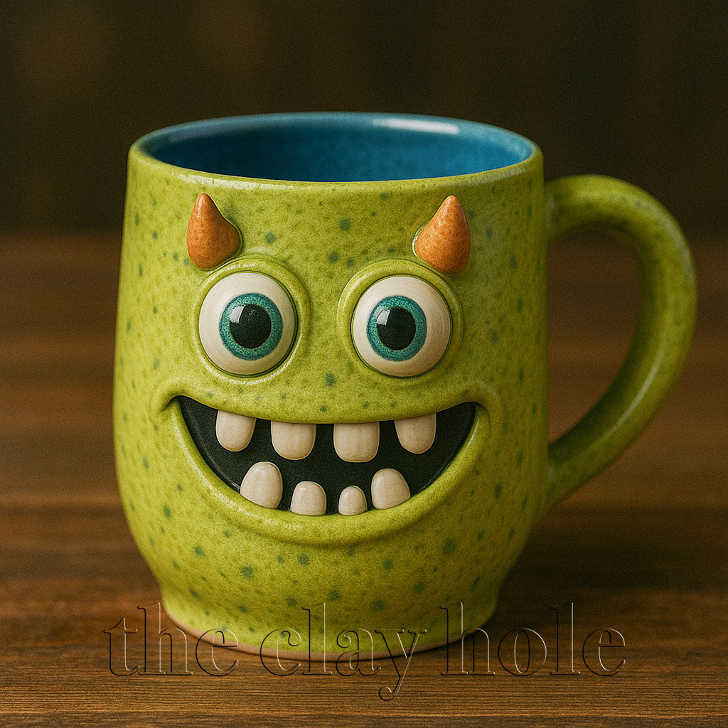 A monster mug made in a pottery and ceramic class