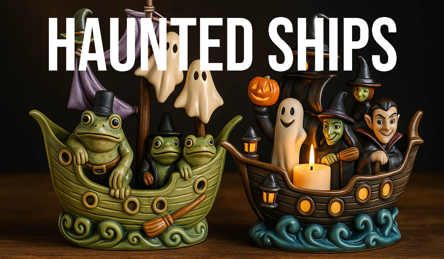 Haunted Halloween Ships in pottery are so fun to make and the possibilities are endless