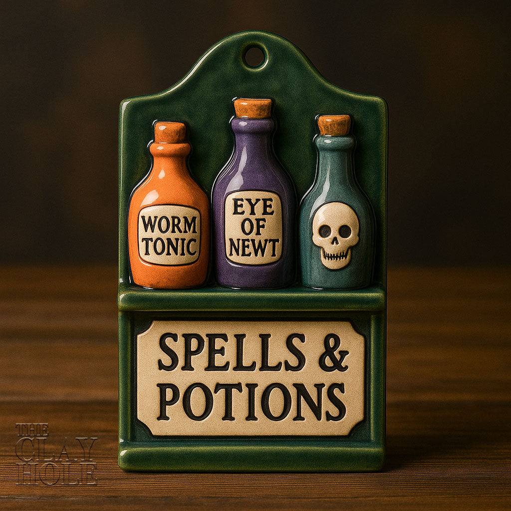 A Halloween figurine project made in a pottery and ceramic class