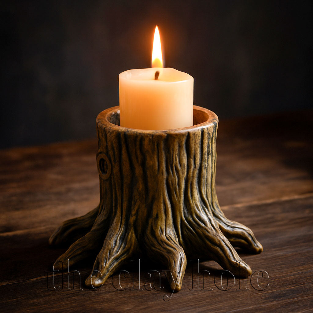 A dead tree stump made in a pottery and ceramic class