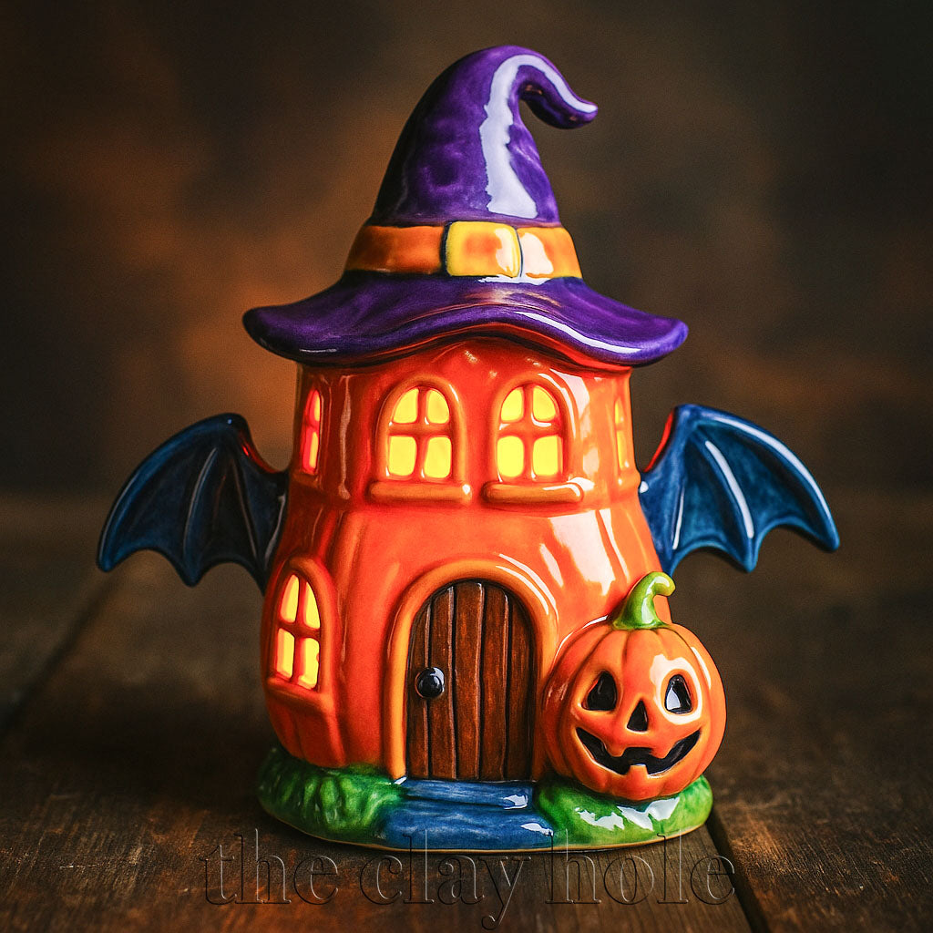 A haunted house made in a pottery and ceramic class