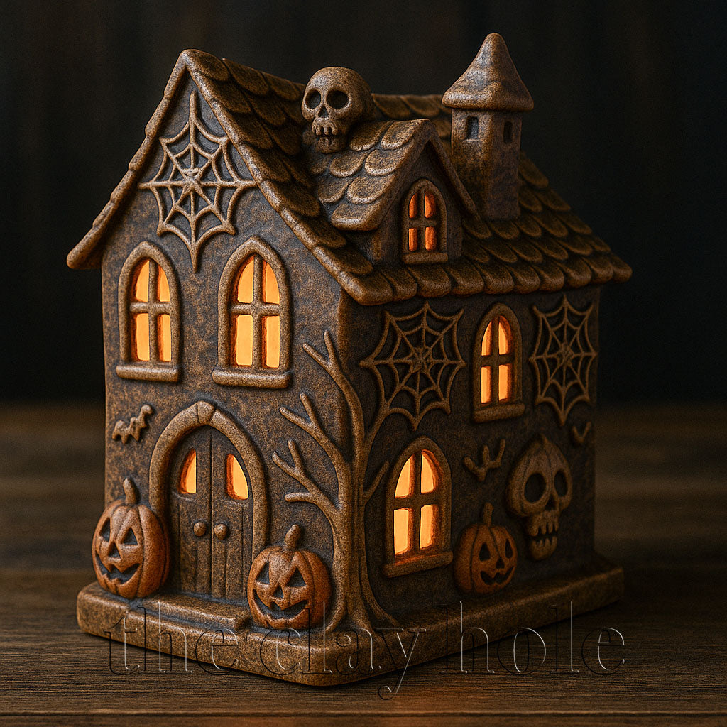 A haunted house made in a pottery and ceramic class