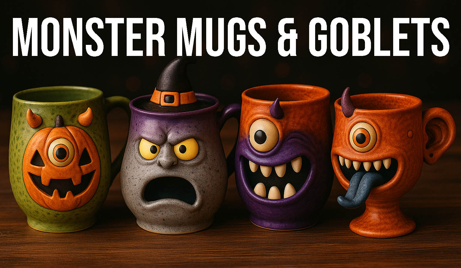 Monster mugs and goblets in pottery are so fun to make and the possibilities are endless