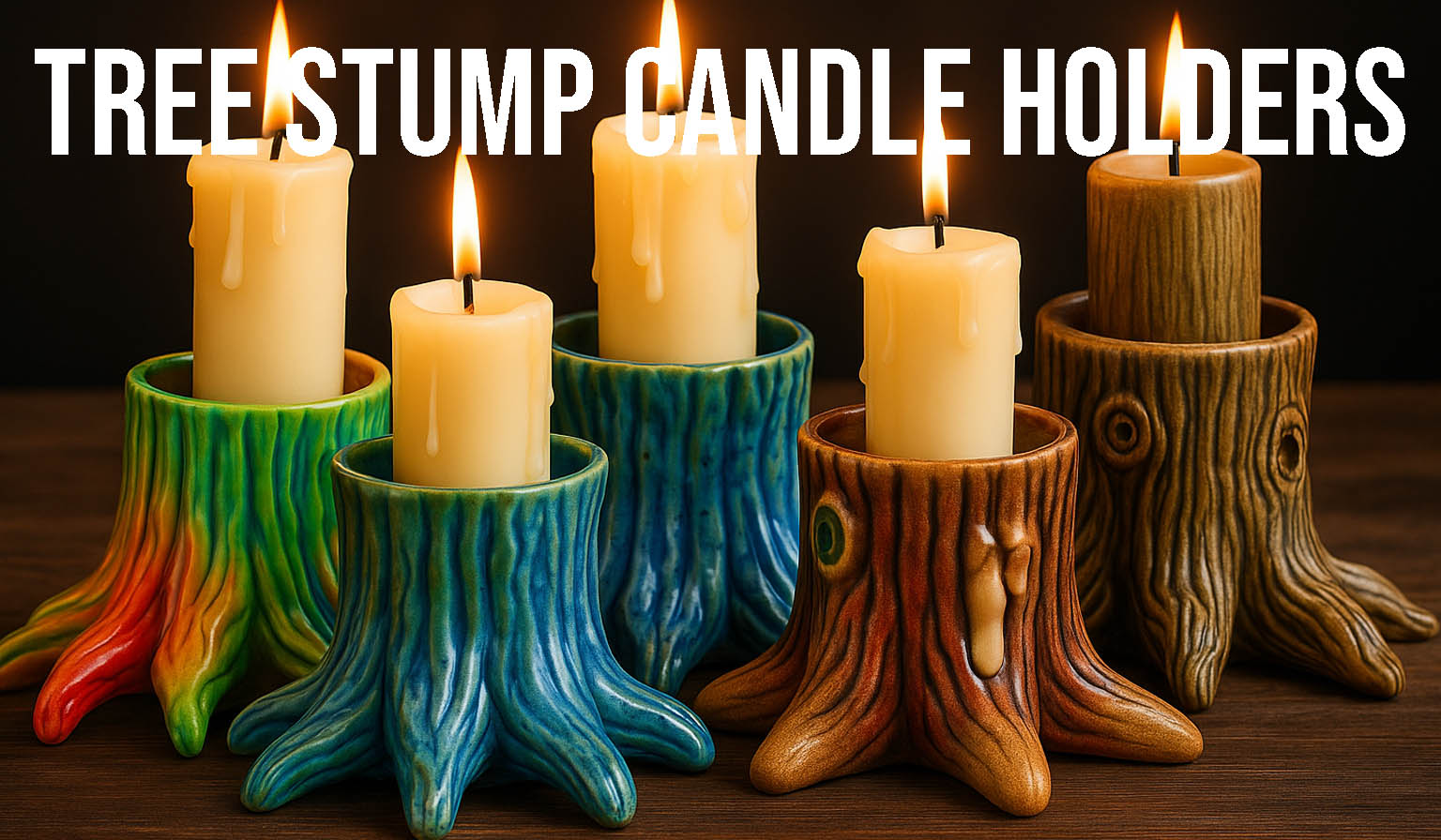 Tree Stump Candle Holders in pottery are so fun to make and the possibilities are endless