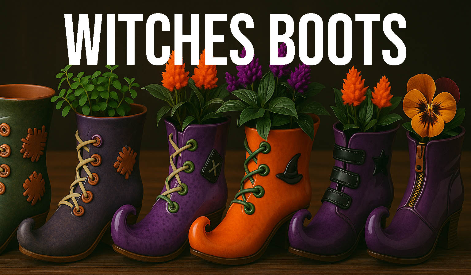 Witches boots, an awesome Halloween pottery & ceramic project - add plants, flowers, or just keep them empty