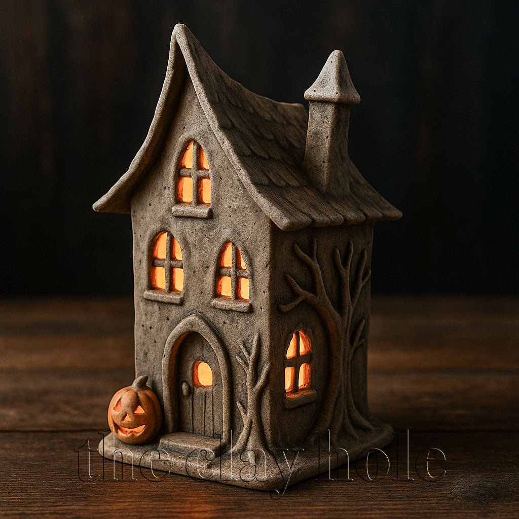 A haunted house made in a pottery and ceramic class