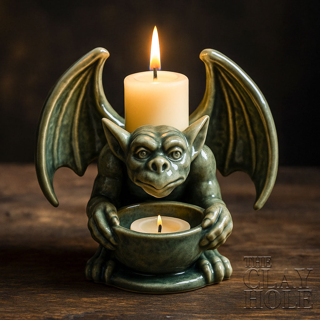 A Halloween Candle Holder made in a pottery and ceramic class