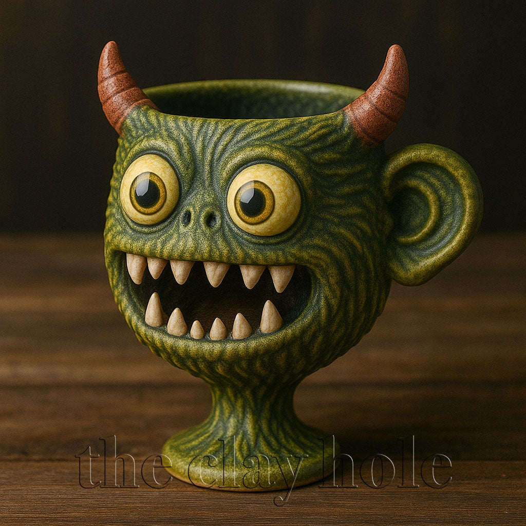 A monster mug made in a pottery and ceramic class