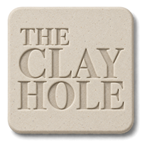 Off-white Laguna Half and Half clay tile, unglazed, stamped with The Clay Hole logo