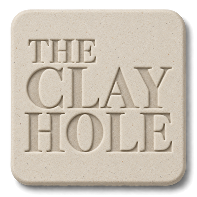 Off-white Laguna Half and Half clay tile, unglazed, stamped with The Clay Hole logo