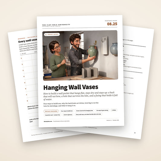 Hanging Wall Vases printable guide: the cover, with the wall vase log and the one page summary fanned behind it