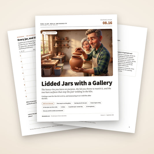 Lidded Jars with a Gallery printable guide: the cover, with the jar log and a page of video cards with scan codes fanned behind it