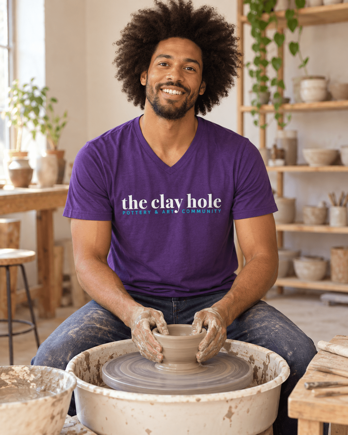 Men's V‑Neck - The Clay Hole - Pottery & Art Community
