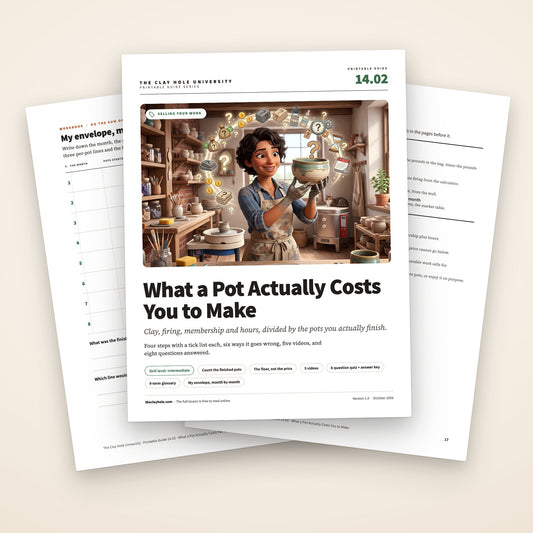 What a Pot Actually Costs You to Make printable guide: the cover, with the monthly log and the one page summary fanned behind it