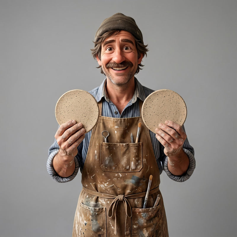 Pre-made kiln cookies at The Clay Hole, round fired clay discs that go under pottery to protect the kiln shelves