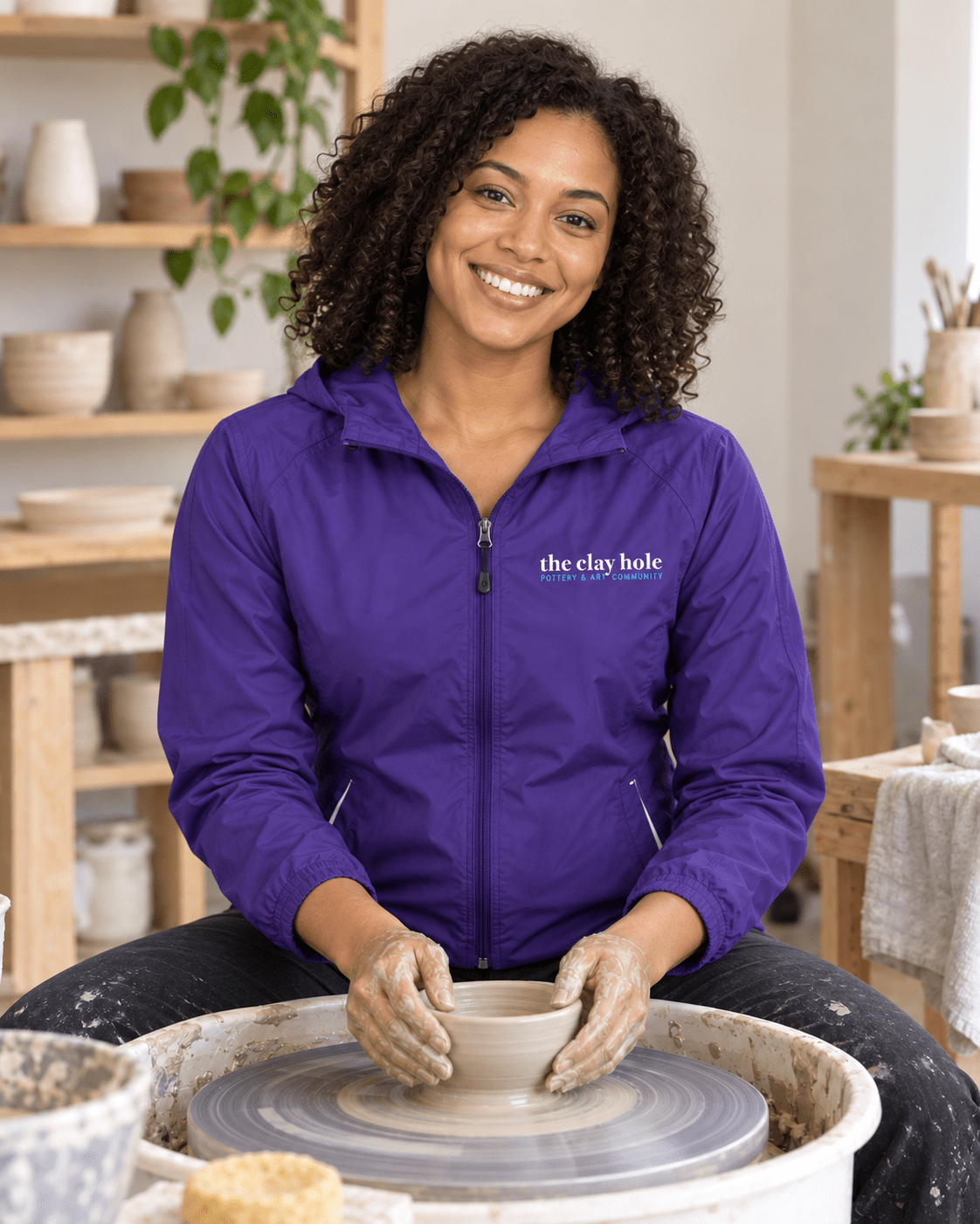 Women's Lightweight Coat - The Clay Hole - Pottery & Art Community