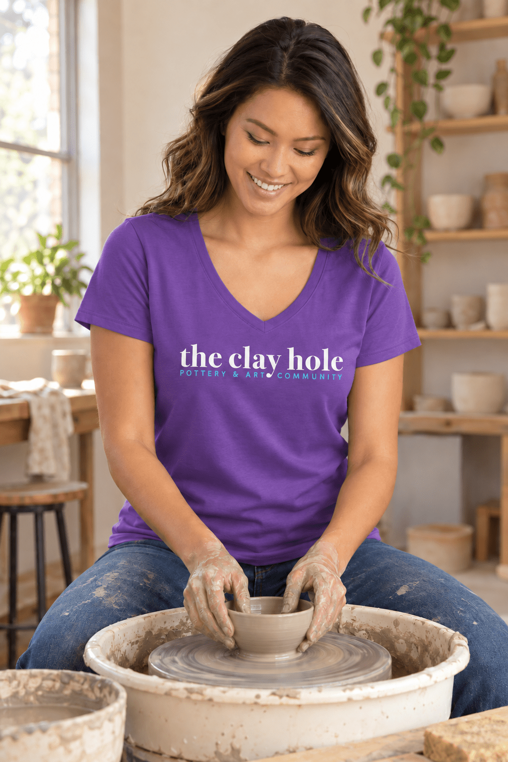 Women's V-Neck - The Clay Hole - Pottery & Art Community