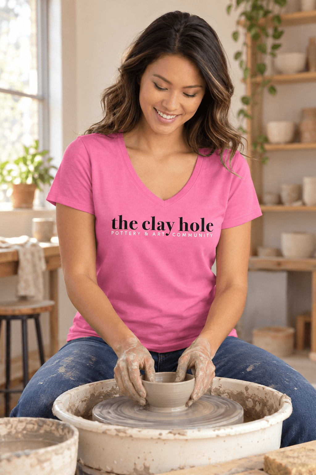Women's V-Neck - The Clay Hole - Pottery & Art Community