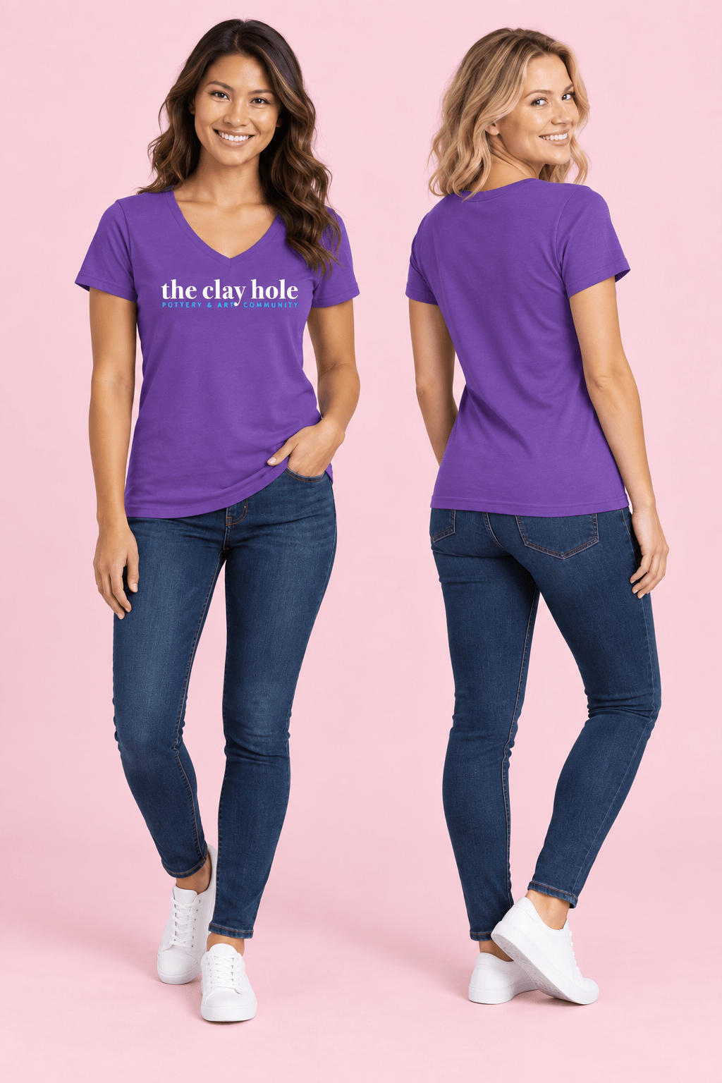 Women's V-Neck - The Clay Hole - Pottery & Art Community